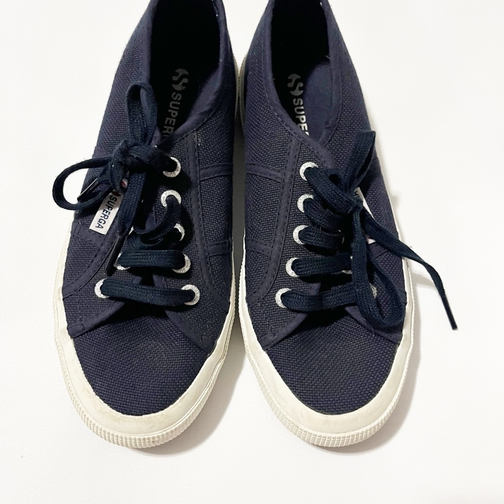 Superga Dark Blue Sneakers with White Accents